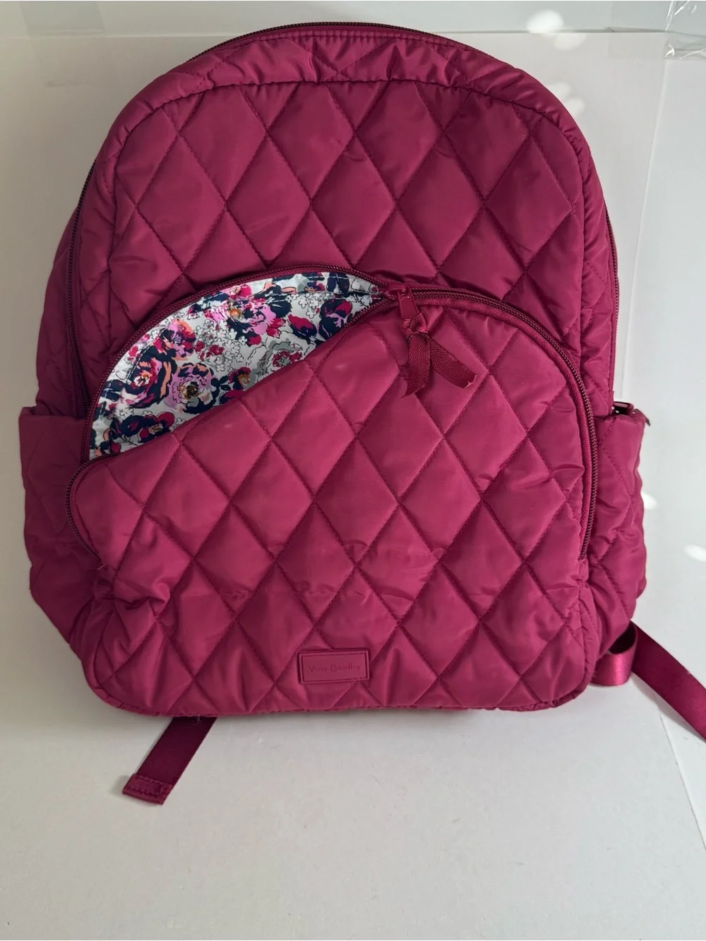 Vera Bradley Ultralight Backpack Cabernet With Floral Lining 15